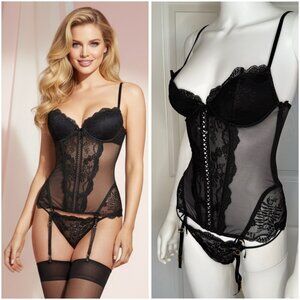 Victoria's Secret Midnight Lace Hourglass Set 34B